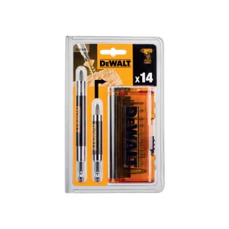 Set de biți DEWALT cu suport pentru biți 14 părți