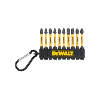  Set vârfuri DEWALT cu carabinieră 10 piese 1/4" Hex (PZ2x6, PZ3x2, PH2x2 / 57 mm) FLEXTORQ