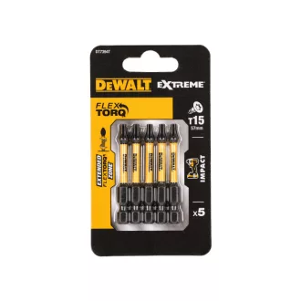 Vârf DEWALT Extreme Impact T15 x 57 mm (5 buc)