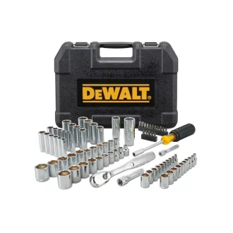   DEWALT Set chei tubulare 84 piese scurte/lungi, metrice/inchi 1/4" + 3/8"