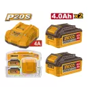 INGCO Set de acumulator și încărcător 20 V (2 x 4,0 Ah acumulator + încărcător de 4,0 A)