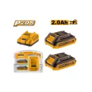 INGCO Set acumulator și încărcător 20 V (2 x acumulator 2,0 Ah + încărcător 2,0 A)