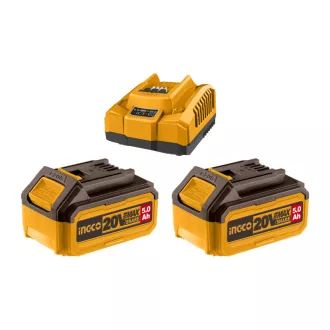   INGCO Set acumulator și încărcător 20 V (2 x acumulator 5,0 Ah + încărcător 4,0 A)