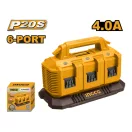 INGCO Încărcător de acumulator secvențial cu 6 sloturi, 4,0 A 20 V