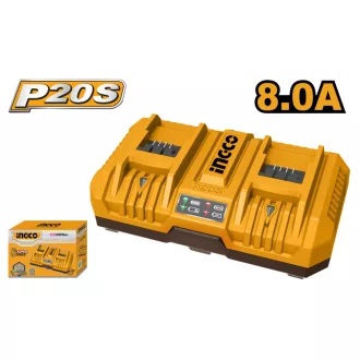 INGCO Încărcător dublu de baterii 8,0 A 20 V