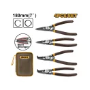 INGCO Set de clești pentru inele de siguranță, 4 piese de 180 mm