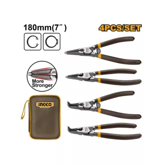   INGCO Set de clești pentru inele de siguranță, 4 piese de 180 mm