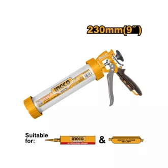  INGCO Pistol pentru cartuș de silicon 230 mm cu corp închis din alu