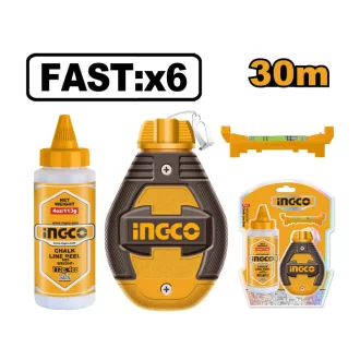  INGCO Set de sfoară pentru pictură, 2 piese, 30 m (sfoară cu carcasă din plastic + vopsea albastră)