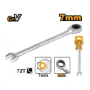 INGCO Cheie combinată cu clichet 7 mm / 140 mm CrV