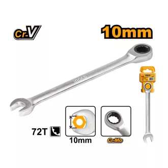 Cheie mixtă cu clichet INGCO 10 mm / 159 mm CrV