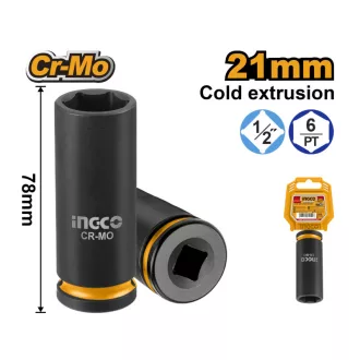 INGCO Cheie tubulară lungă 1/2" 21 mm CrMo