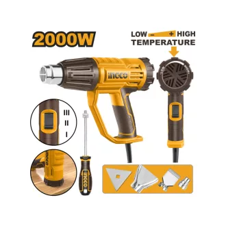 INGCO Pistol de aer cald 550°C 2000 W + accesorii