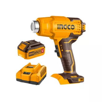   INGCO Pistol de aer cald pe baterie 550°C 20 V (1 x 4,0 Ah baterie + încărcător)