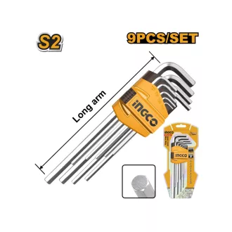 INGCO Set chei hexagonale 9 bucăți 1,5-10 mm S2