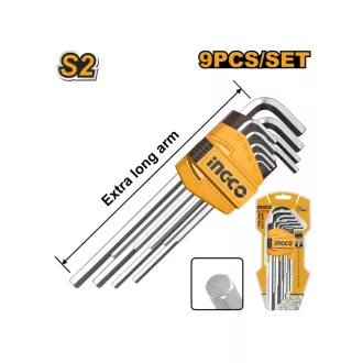 INGCO Set de chei hexagonale lungi 9 piese 1,5-10 mm S2