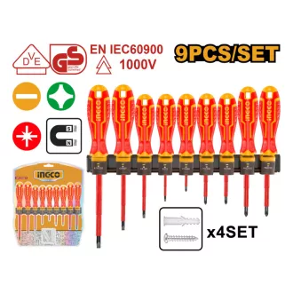   INGCO Set șurubelnițe 9 piese magnetice izolate până la 1000 V