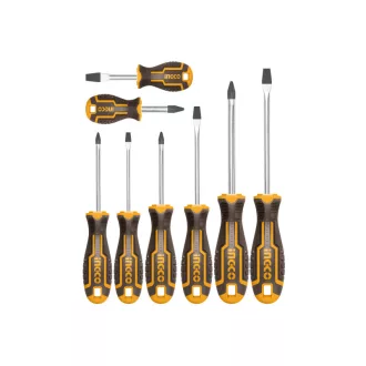 INGCO Set de șurubelnițe de 8 piese magnetice CrV