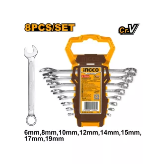 INGCO Set chei combinate 8 piese 6-19 mm CrV