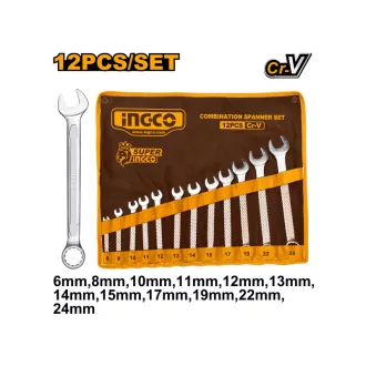 INGCO Set chei combinate 12 piese 6-24 mm CrV