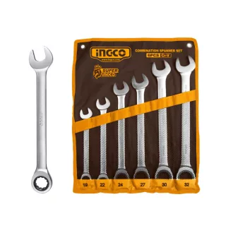 INGCO Set chei combinate cu clichet 6 piese 19-32 mm CrV