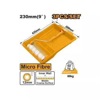   INGCO Set role microfibră pentru vopsit, 3 piese, 230 x 12 x 6 mm