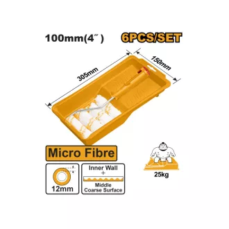   INGCO Set de role de vopsea microfibra 6 piese 100 x 12 x 6 mm
