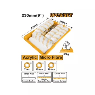 INGCO Set role pentru vopsit, 8 piese, 230 x 6 mm