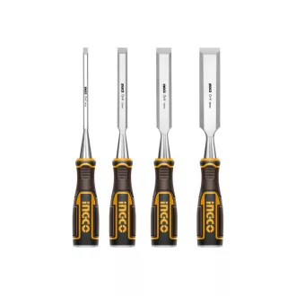   INGCO Set de dălți pentru lemn, 4 piese, 6-25 mm, cu mâner din plastic