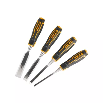   INGCO Set de dălți pentru lemn, 4 piese, 6-25 mm, cu mâner din plastic