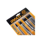 INGCO Set de dălți pentru lemn, 4 piese, 6-25 mm, cu mâner din plastic