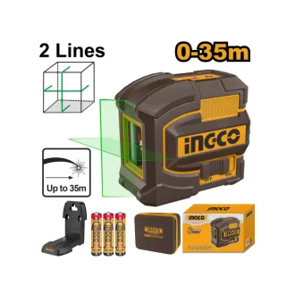 INGCO Laser cu linie încrucișată 3 x AA verde