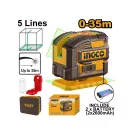 INGCO Laser încrucișat cu acumulator 0-35 m 5,2 Ah cu laser verde și telecomandă
