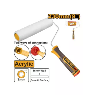   INGCO Role acrilice de vopsit cu mâner 230 x 7 x 6 mm, mâner moale