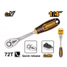 INGCO Mâner cu clichet 1/4" 155 mm 72T CrV