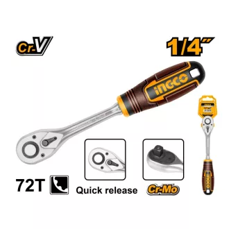 INGCO Mâner cu clichet 1/4" 155 mm 72T CrV