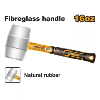   Ciocan cu cauciuc INGCO 450 g cu mâner din fibră de sticlă