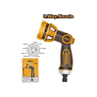 INGCO Pistol de irigare cu 9 funcții cu insert metalic