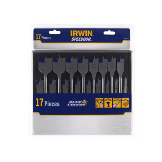   IRWIN Set de burghie plate pentru lemn 17 piese bit Blue Groove 4x