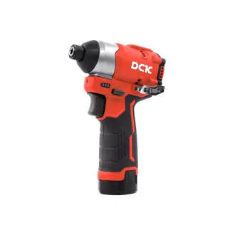   DCK Șurubelniță cu impact fără perii 1/4" 140 Nm 12 V (2 x acumulatori 2,0 Ah + încărcător)