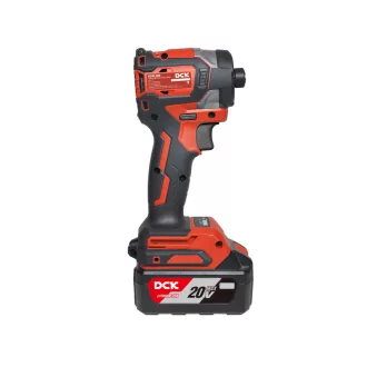   DCK Șurubelniță cu impact fără perii 1/4" 208 Nm 20 V (1 x acumulator 4,0 Ah + încărcător)