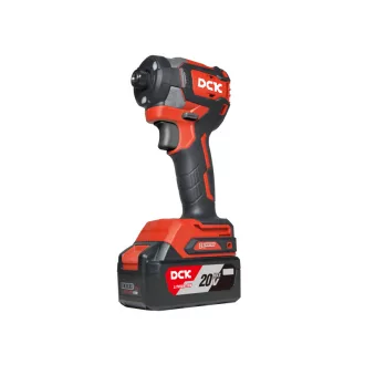   DCK Șurubelniță de impact cu baterie 1/4" 208 Nm fără perii de carbon 20 V (2 x 4,0 Ah baterie + încărcător)