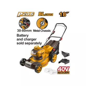   INGCO Mașină de tuns iarba cu baterie 460 mm 2 x 20 V fără perii de carbon (fără baterie și încărcător)