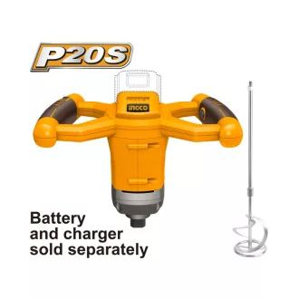   INGCO Mixer pe baterie 20 V (baterie și încărcător nu sunt incluse)