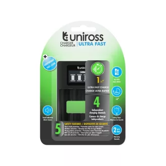   Încărcător rapid cu procesor UNIROSS cu protecție LCD AA/AAA