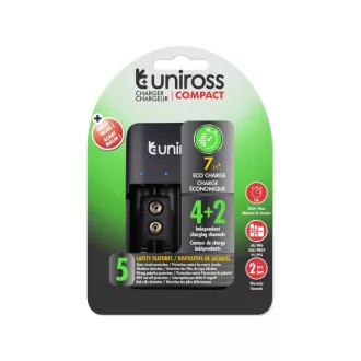 UNIROSS Încărcător baterii AA/AAA/9V cu protecție
