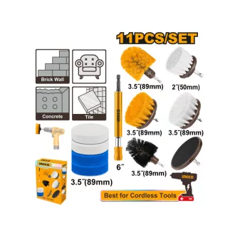 INGCO Set de perii cu 11 piese cu prindere bit