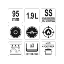 YATO GASTRO Cu capac pentru picioare 1,9 litri 160 x 95 mm inox