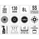 YATO GASTRO Cu capac pentru picioare 8 litri 280 x 130 mm inox