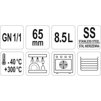 YATO GASTRO Insert Inox 65 mm GN 1/1